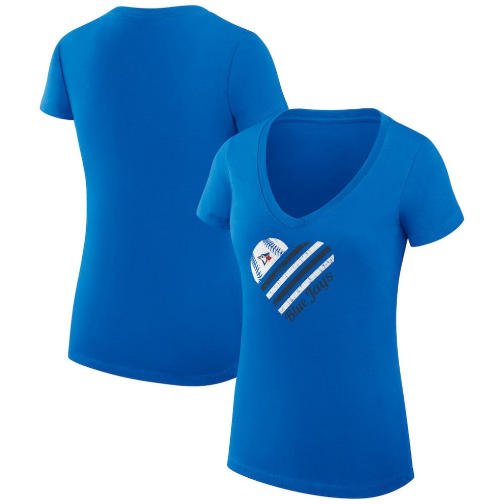 Toronto Blue Jays G-III 4Her by Carl Banks Women's Super-Slim Fit Lightweight Heart V-Neck T-Shirt Royal