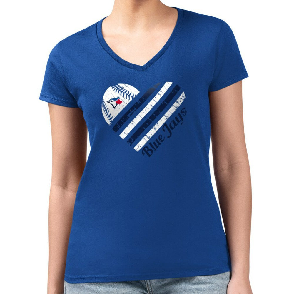 Toronto Blue Jays G-III 4Her by Carl Banks Women's Super-Slim Fit Lightweight Heart V-Neck T-Shirt Royal