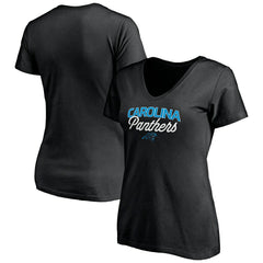 Carolina Panthers Women's Depth Chart V-Neck T-Shirt - Black on sale