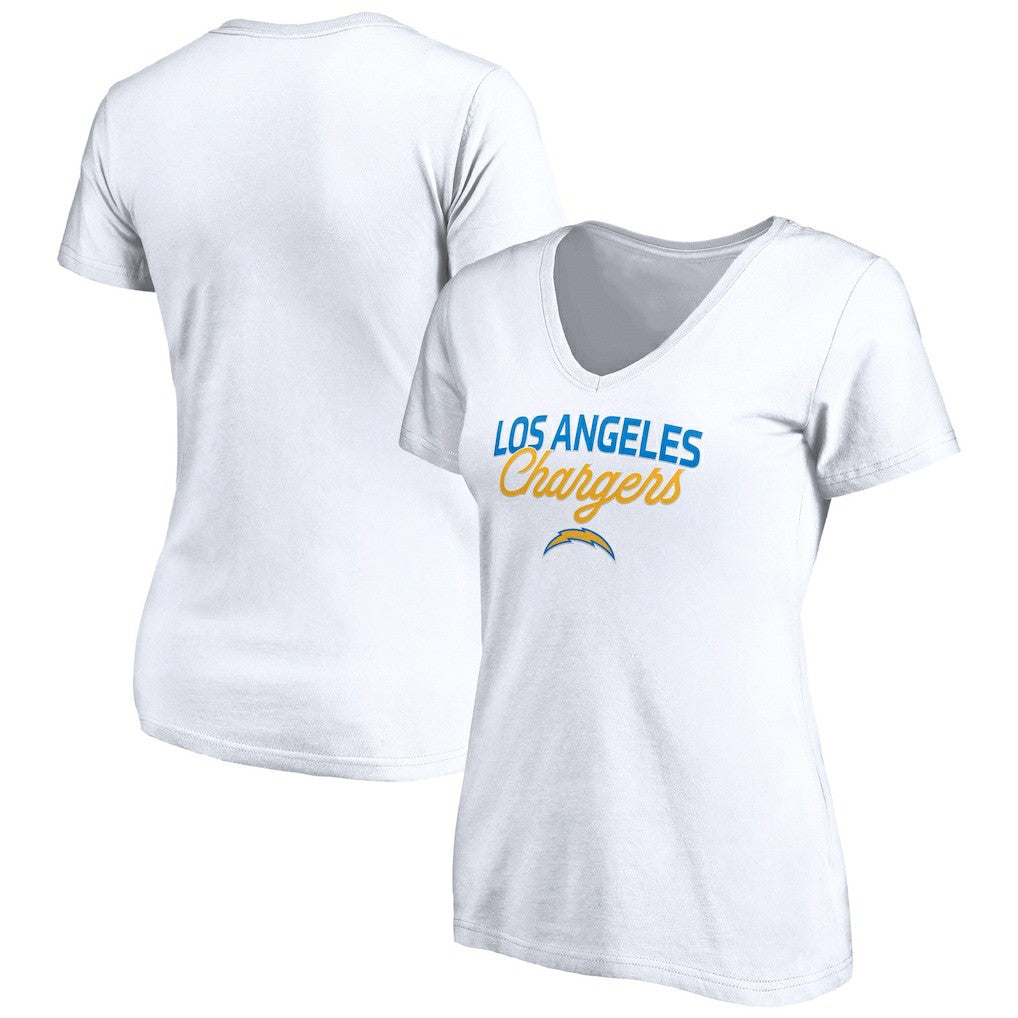 Los Angeles Chargers Women's Depth Chart V-Neck T-Shirt - White online