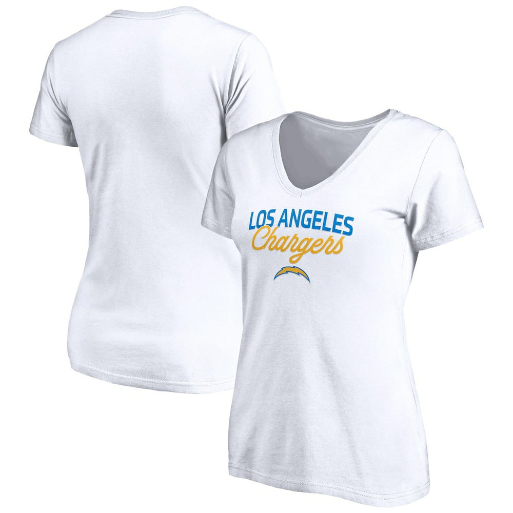 Los Angeles Chargers Women's Depth Chart V-Neck T-Shirt - White online