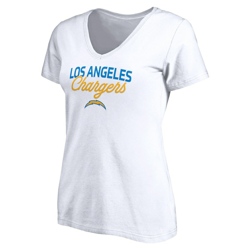 Los Angeles Chargers Women's Depth Chart V-Neck T-Shirt - White online