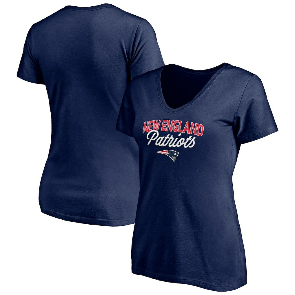 New England Patriots Women's Depth Chart V-Neck T-Shirt - Navy sale