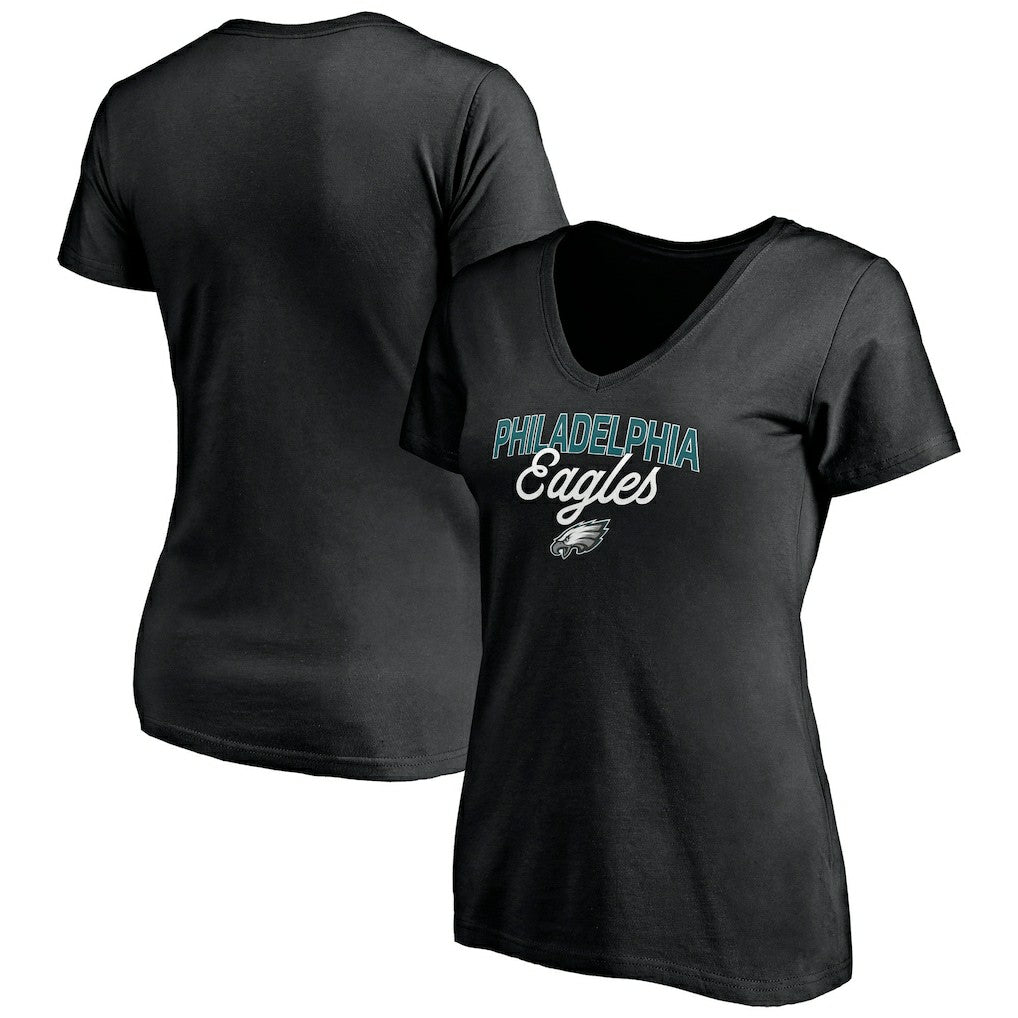 Philadelphia Eagles Women's Depth Chart V-Neck T-Shirt - Black on sale