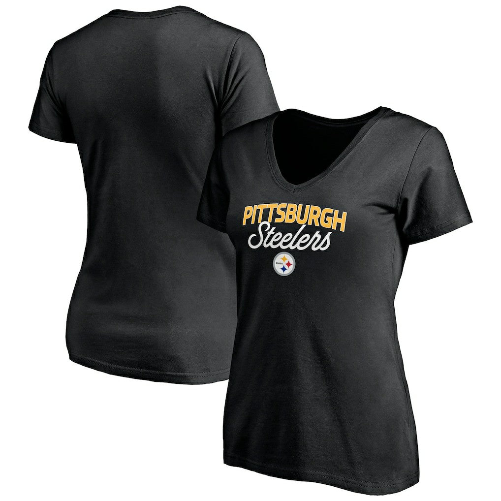 Pittsburgh Steelers Women's Depth Chart V-Neck T-Shirt - Black outlet