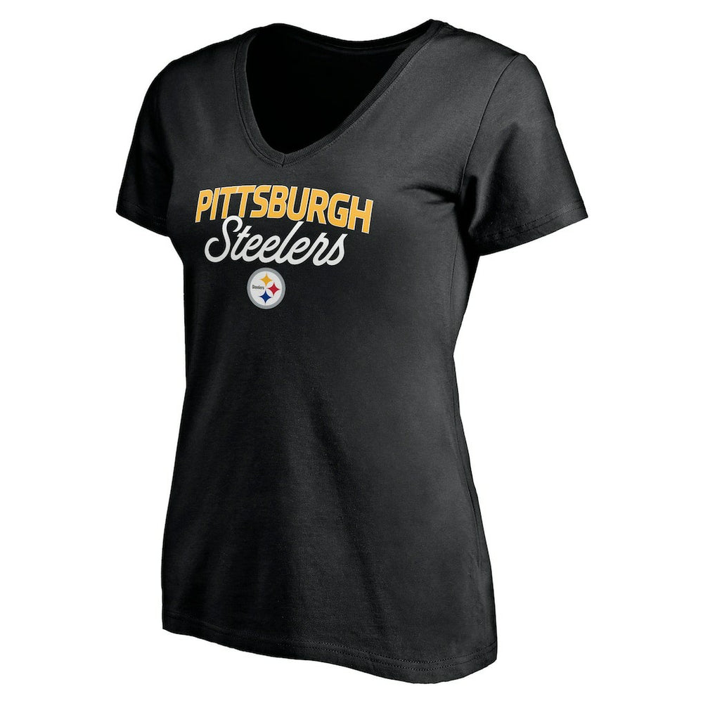 Pittsburgh Steelers Women's Depth Chart V-Neck T-Shirt - Black outlet