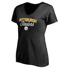 Pittsburgh Steelers Women's Depth Chart V-Neck T-Shirt - Black outlet