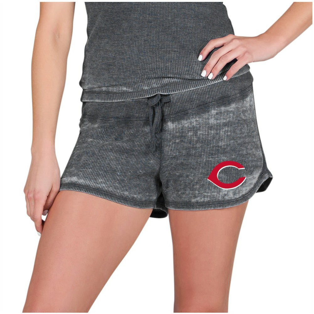 Cincinnati Reds Concepts Sport Women's Resurgence Waffle Knit Shorts Charcoal