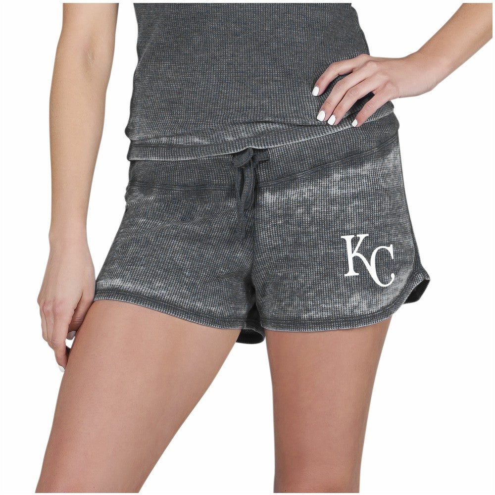 Kansas City Royals Concepts Sport Women's Resurgence Waffle Knit Shorts Charcoal