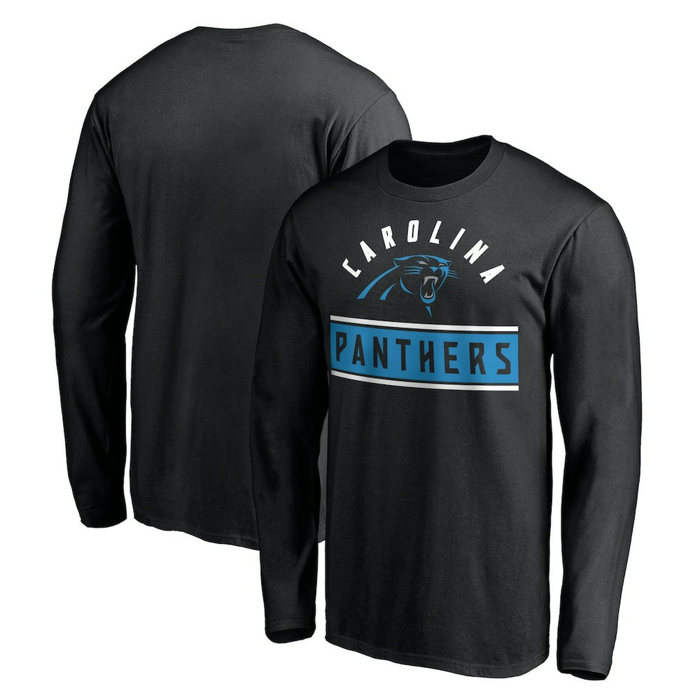 Carolina Panthers Team Arch Knockout Long Sleeve T-Shirt - Black cheap