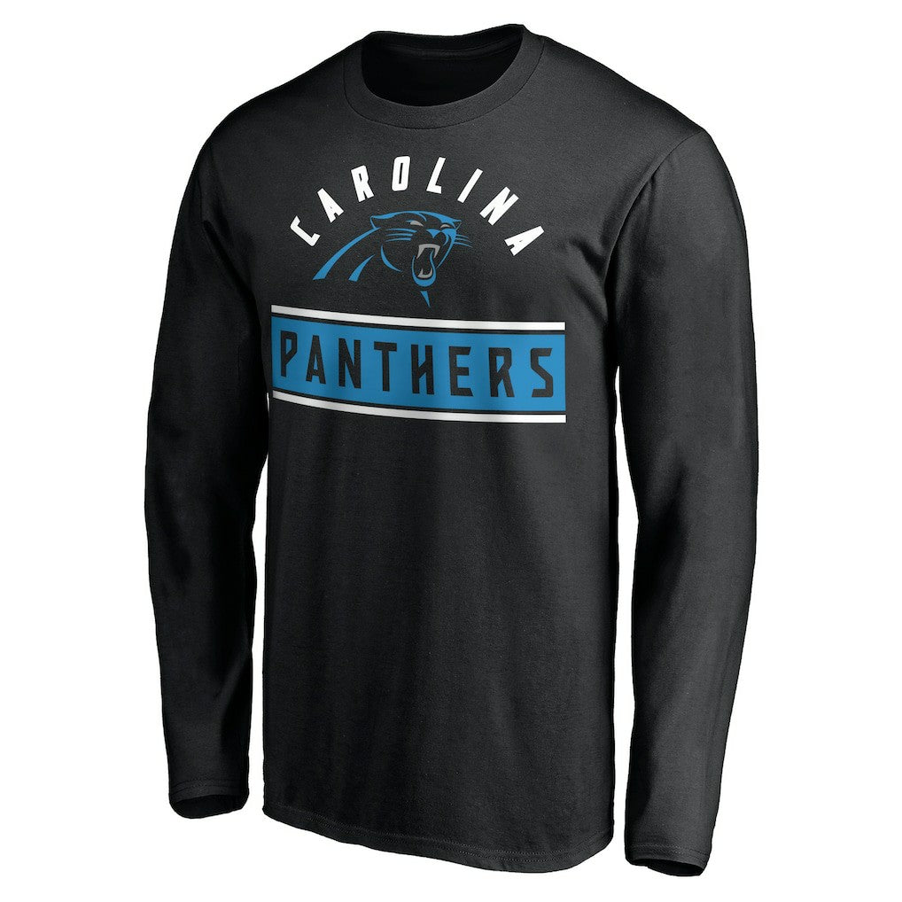 Carolina Panthers Team Arch Knockout Long Sleeve T-Shirt - Black cheap