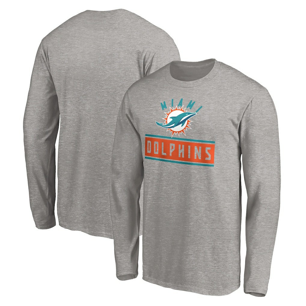 Miami Dolphins Team Arch Knockout Long Sleeve T-Shirt - Heather Gray discount