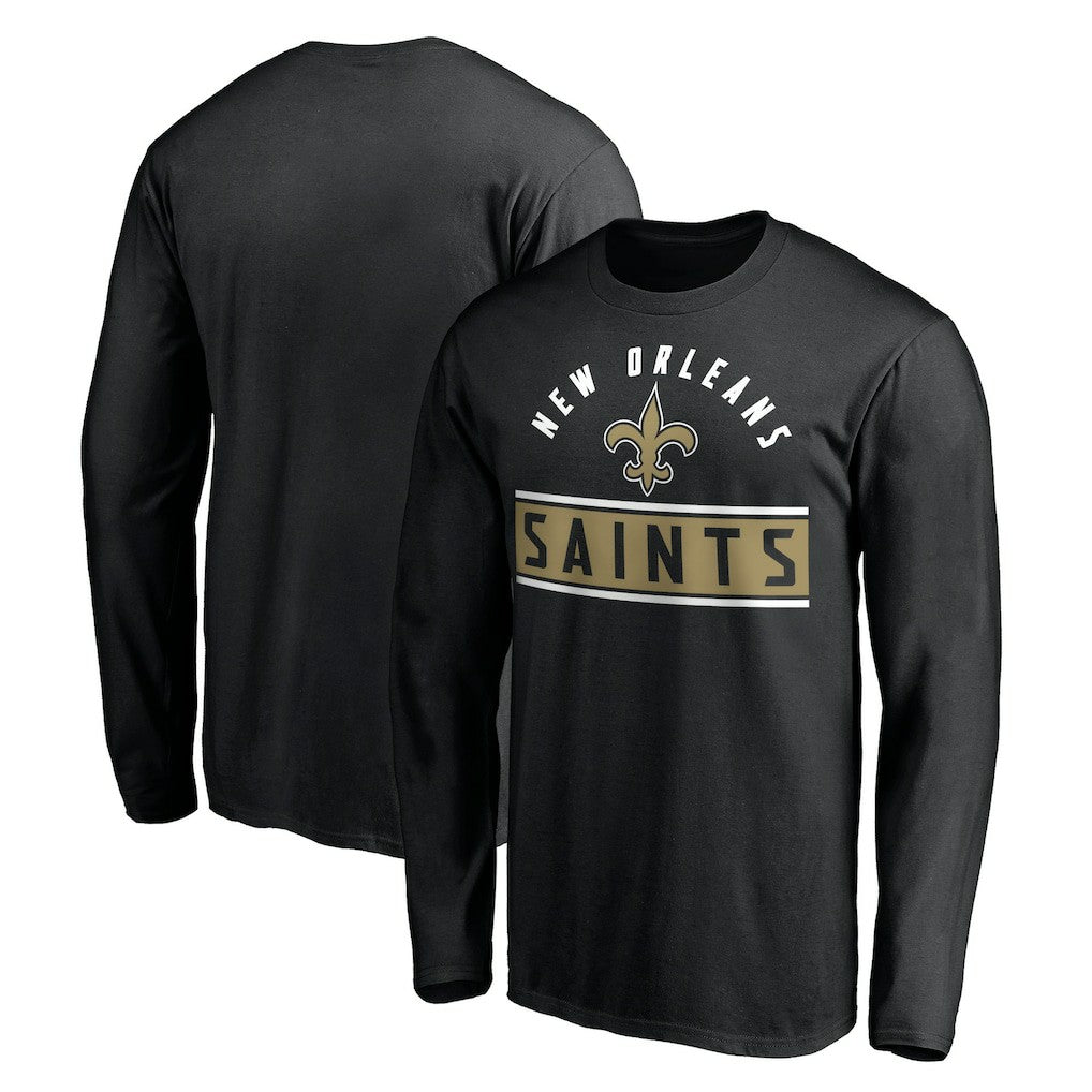 New Orleans Saints Team Arch Knockout Long Sleeve T-Shirt - Black for sale