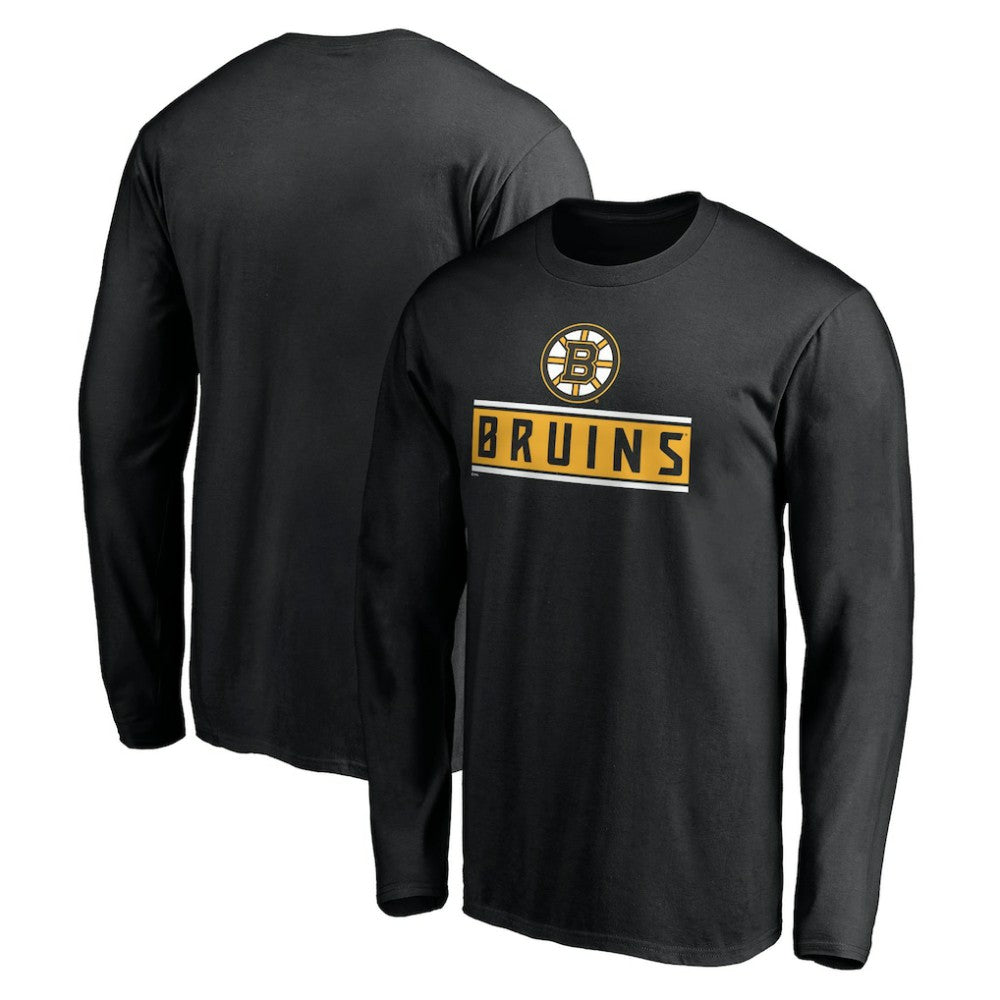 Boston Bruins Team Arch Knockout Long Sleeve T-Shirt - Black T-shirts
