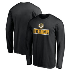 Boston Bruins Team Arch Knockout Long Sleeve T-Shirt - Black T-shirts