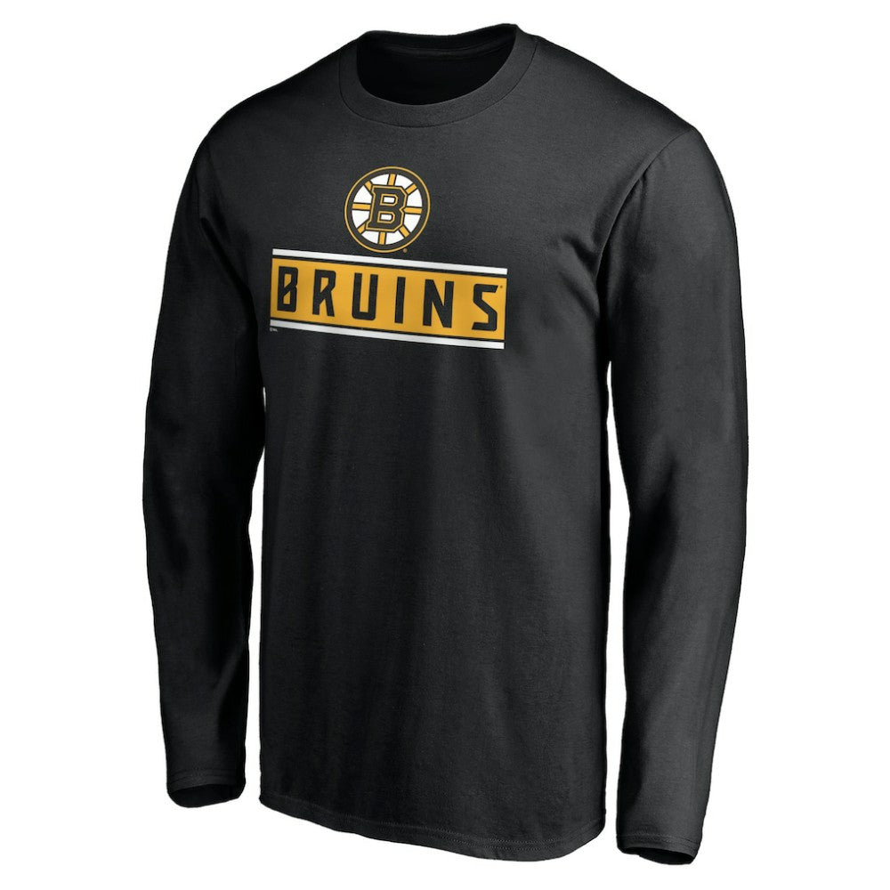 Boston Bruins Team Arch Knockout Long Sleeve T-Shirt - Black T-shirts
