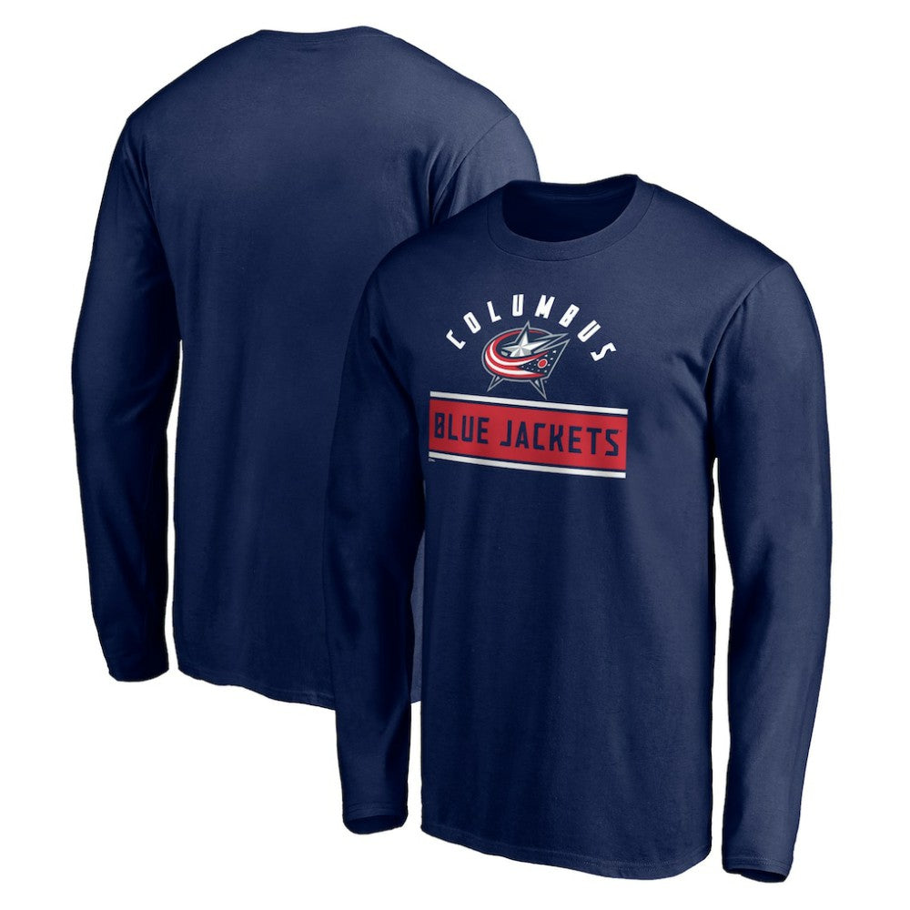 Columbus Blue Jackets Team Arch Knockout Long Sleeve T-Shirt - Navy T-shirts