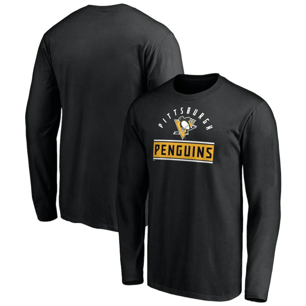 Pittsburgh Penguins Team Arch Knockout Long Sleeve T-Shirt - Black T-shirts
