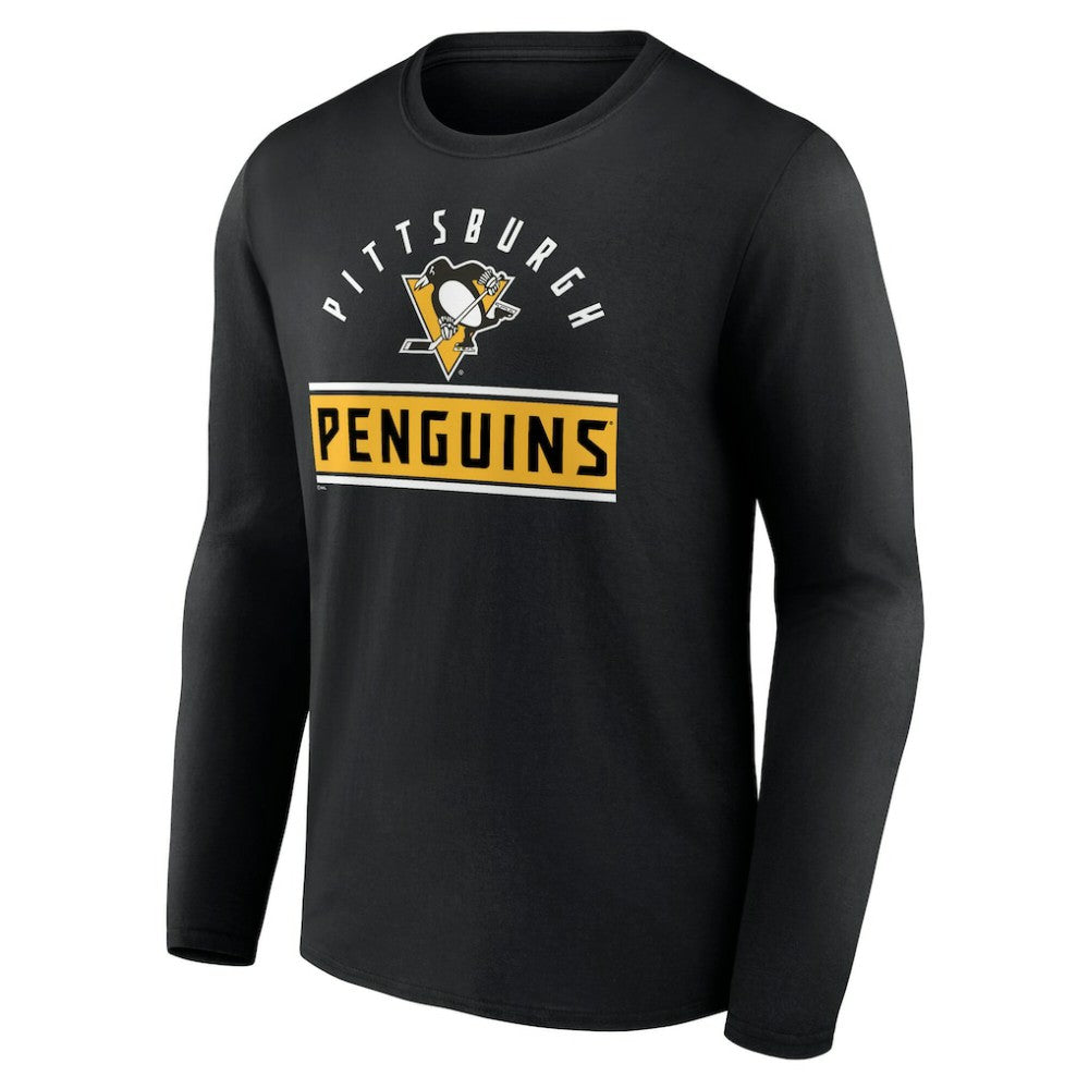 Pittsburgh Penguins Team Arch Knockout Long Sleeve T-Shirt - Black T-shirts