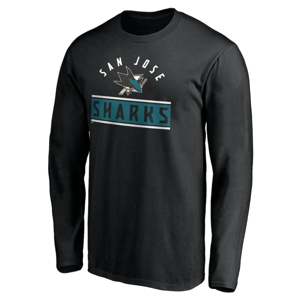 San Jose Sharks Team Arch Knockout Long Sleeve T-Shirt - Black T-shirts