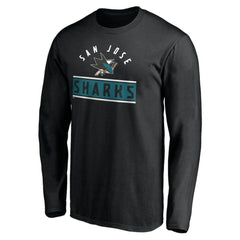 San Jose Sharks Team Arch Knockout Long Sleeve T-Shirt - Black T-shirts