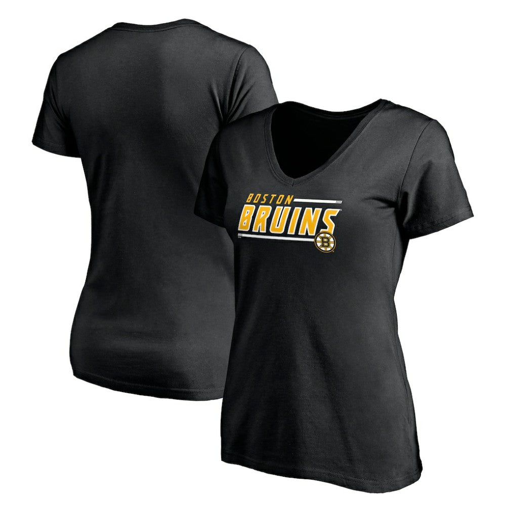 Boston Bruins Women's Mascot In Bounds V-Neck T-Shirt - Black T-shirts
