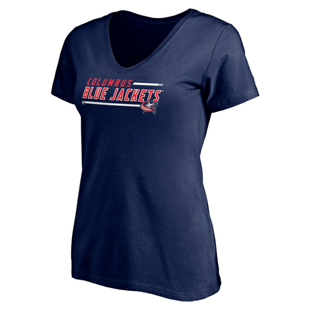Columbus Blue Jackets Women's Mascot In Bounds V-Neck T-Shirt - Navy T-shirts