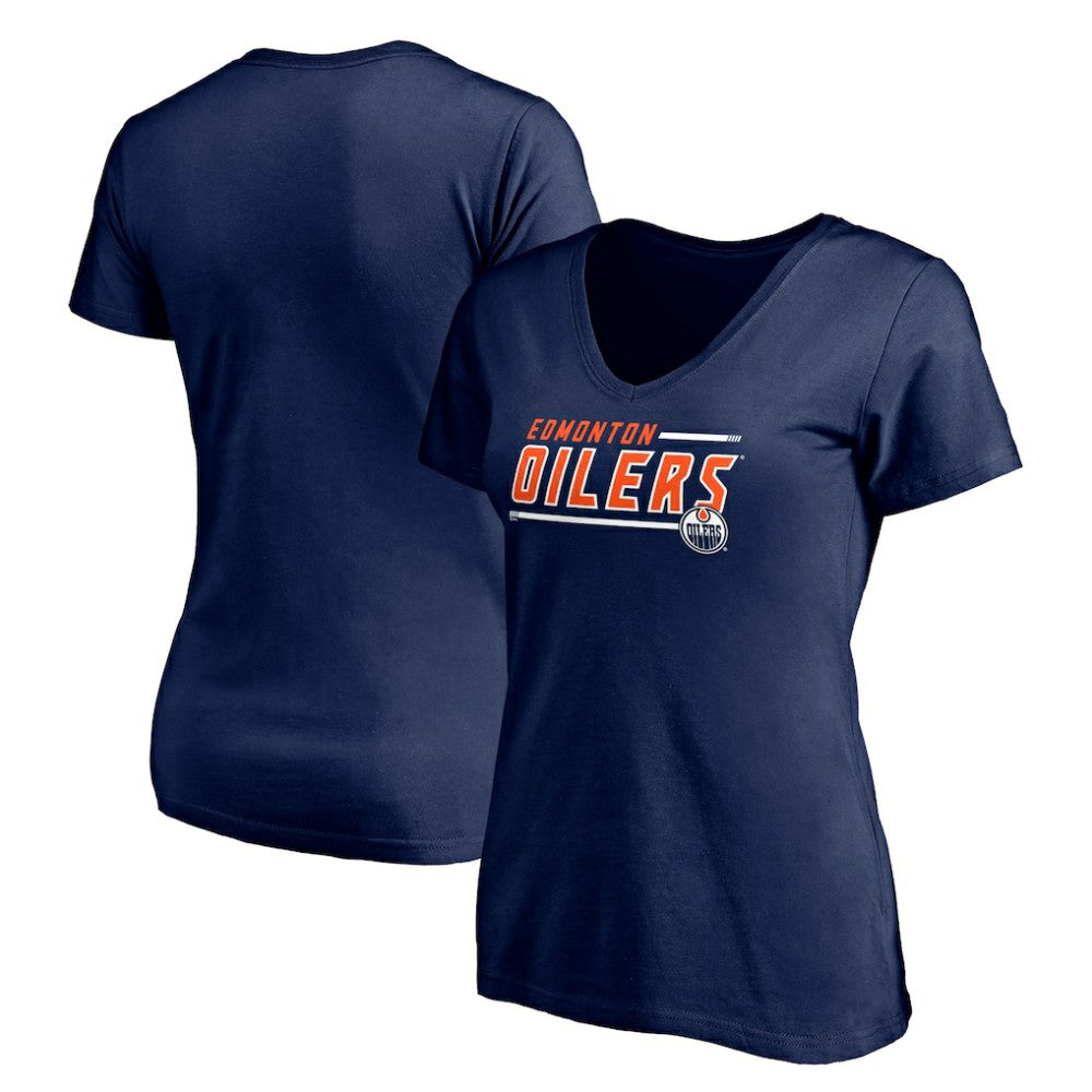 Edmonton Oilers Women's Mascot In Bounds V-Neck T-Shirt - Navy T-shirts
