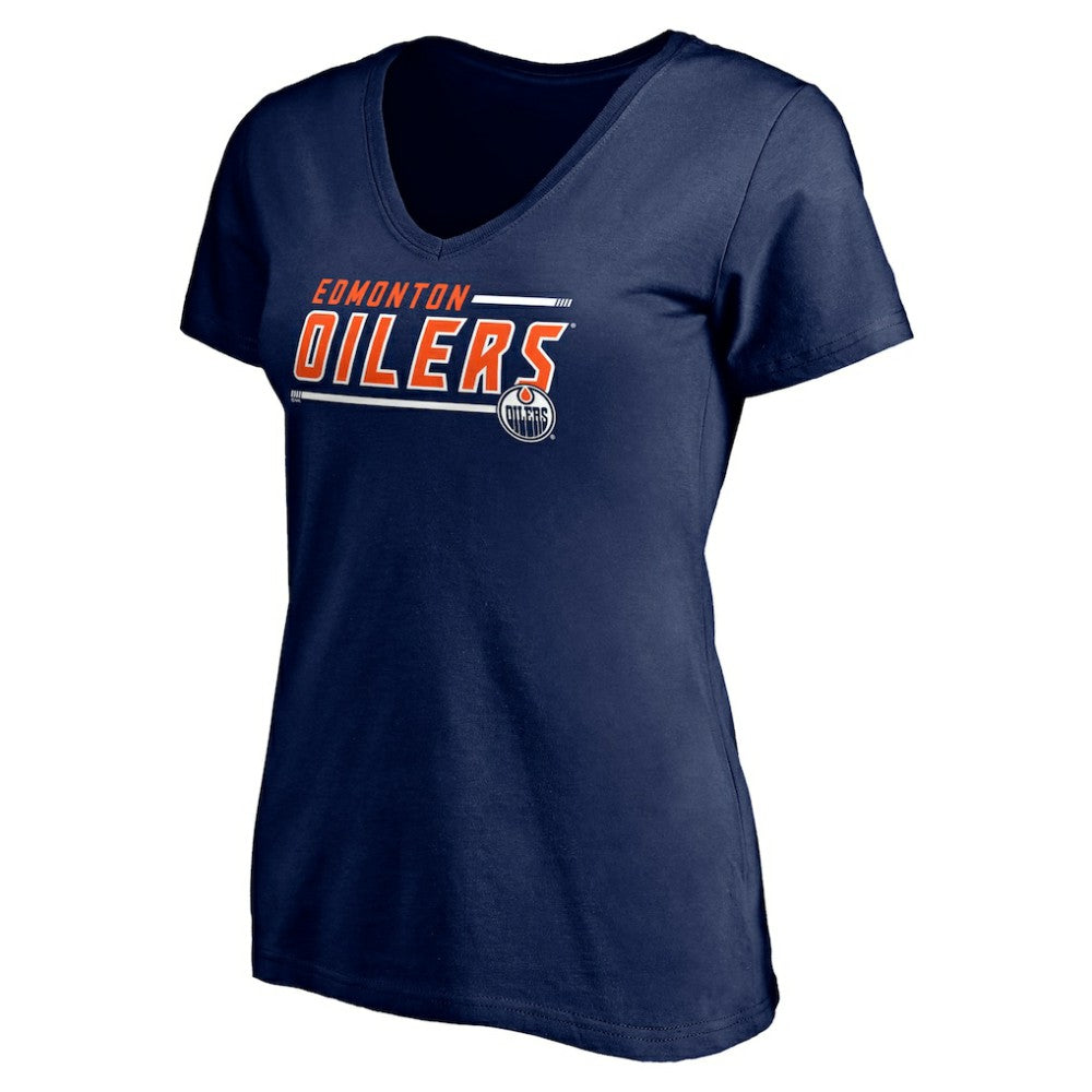 Edmonton Oilers Women's Mascot In Bounds V-Neck T-Shirt - Navy T-shirts