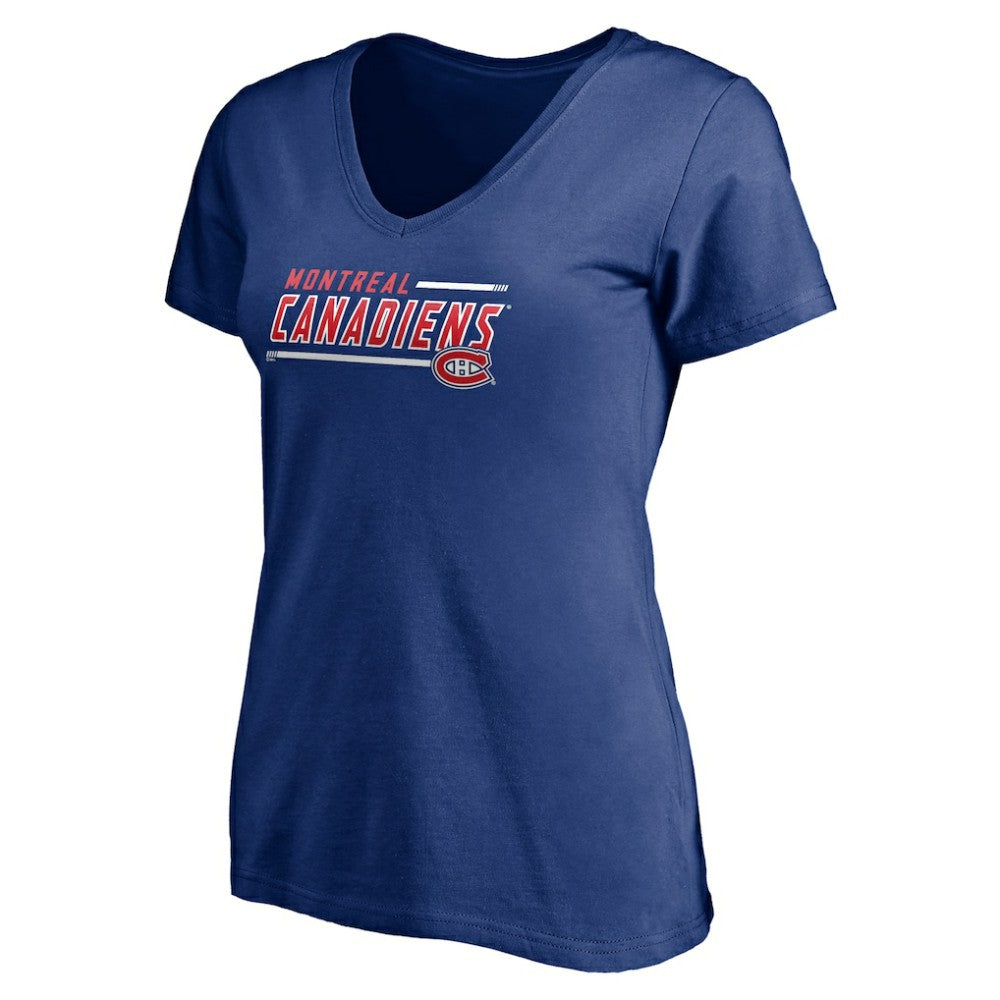 Montreal Canadiens Women's Mascot In Bounds V-Neck T-Shirt - Blue T-shirts