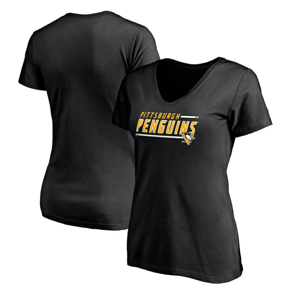 Pittsburgh Penguins Women's Mascot In Bounds V-Neck T-Shirt - Black T-shirts