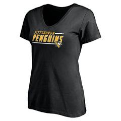 Pittsburgh Penguins Women's Mascot In Bounds V-Neck T-Shirt - Black T-shirts