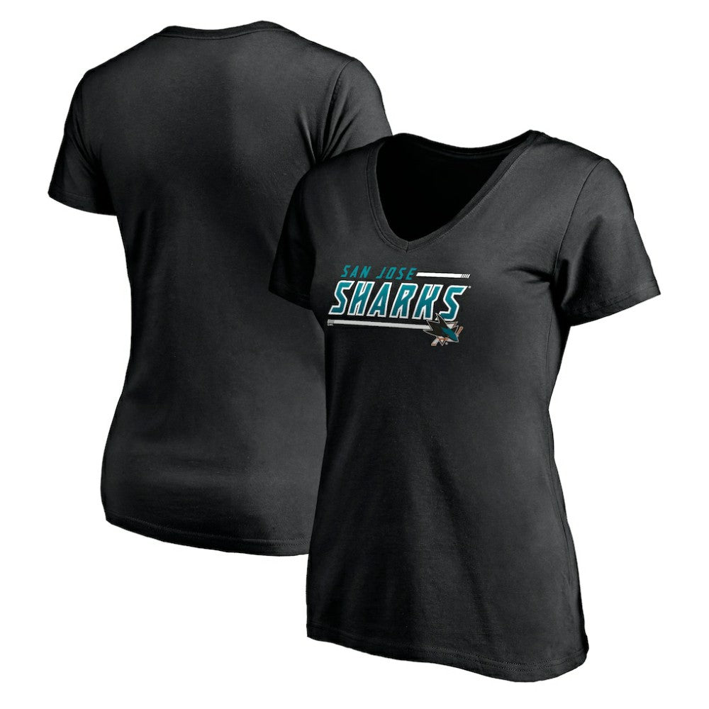 San Jose Sharks Women's Mascot In Bounds V-Neck T-Shirt - Black T-shirts