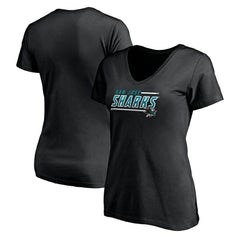 San Jose Sharks Women's Mascot In Bounds V-Neck T-Shirt - Black T-shirts