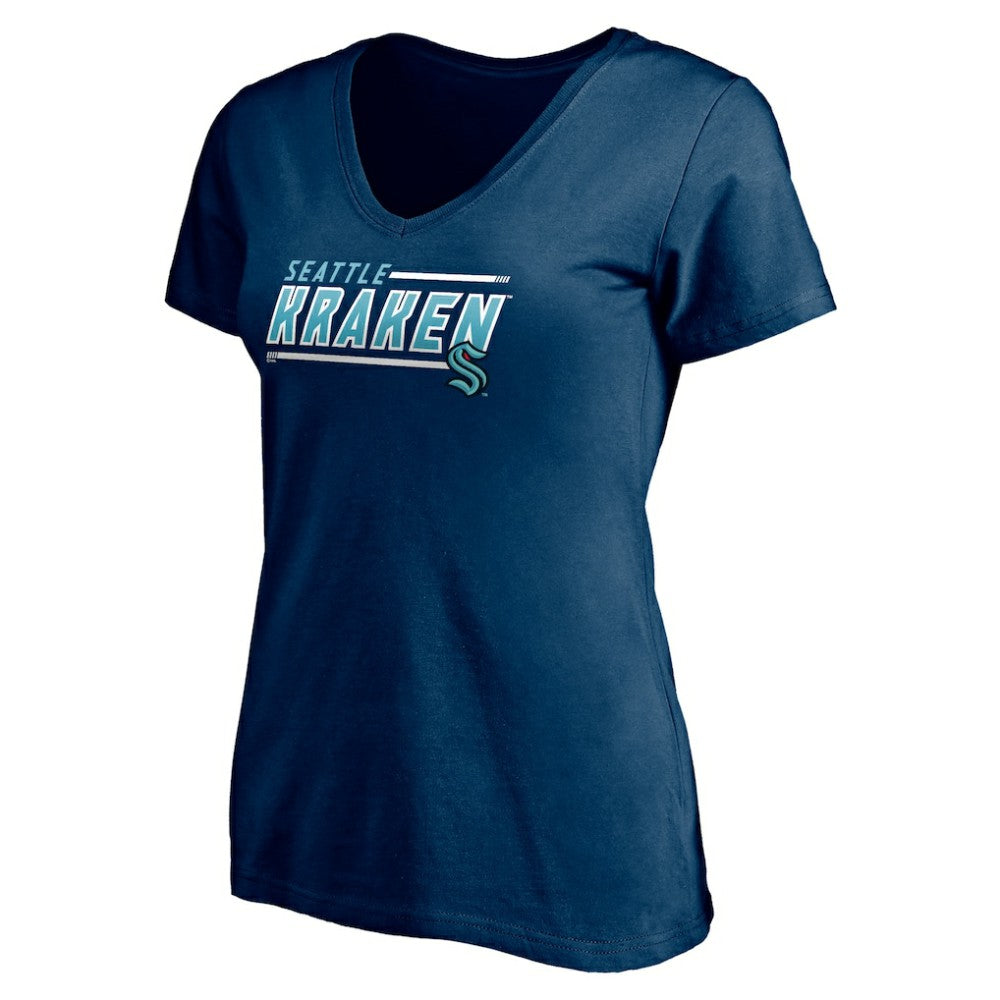 Seattle Kraken Women's Mascot In Bounds V-Neck T-Shirt - Deep Sea Blue T-shirts