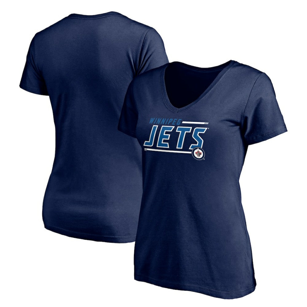 Winnipeg Jets Women's Mascot In Bounds V-Neck T-Shirt - Navy T-shirts
