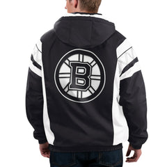 Boston Bruins Starter x NHL Black Ice Home Team Half-Zip Pullover Hoodie - Black/White Hoodies
