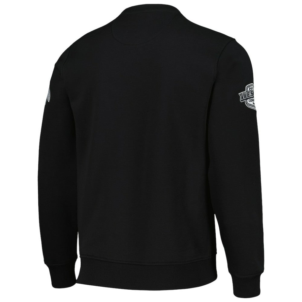 Chicago Blackhawks Starter x NHL Black Ice Cross Check Pullover Sweatshirt - Black Sweatshirts