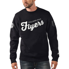 Philadelphia Flyers Starter x NHL Black Ice Cross Check Pullover Sweatshirt - Black Sweatshirts