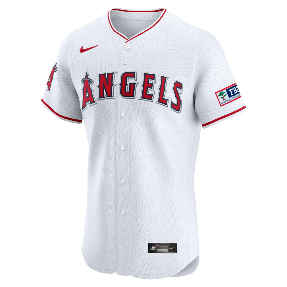 Los Angeles Angels Home Elite Patch Jersey White