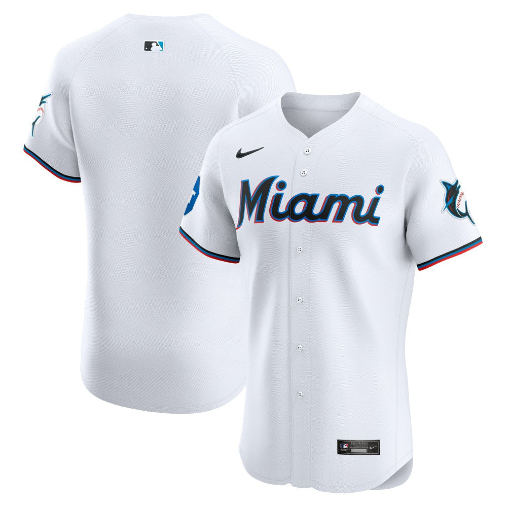 Miami Marlins Home Elite Patch Jersey White
