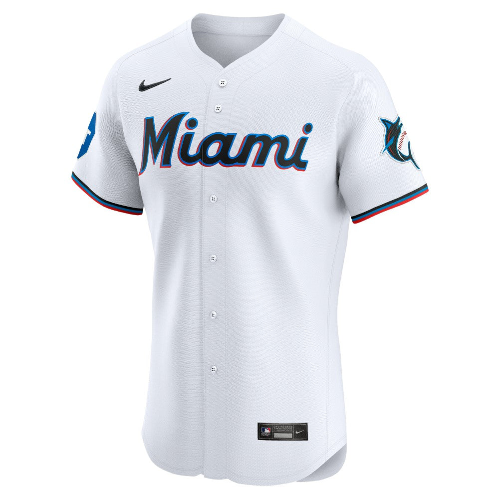 Miami Marlins Home Elite Patch Jersey White