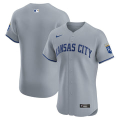 Kansas City Royals Road Vapor Premier Elite Patch Jersey Gray