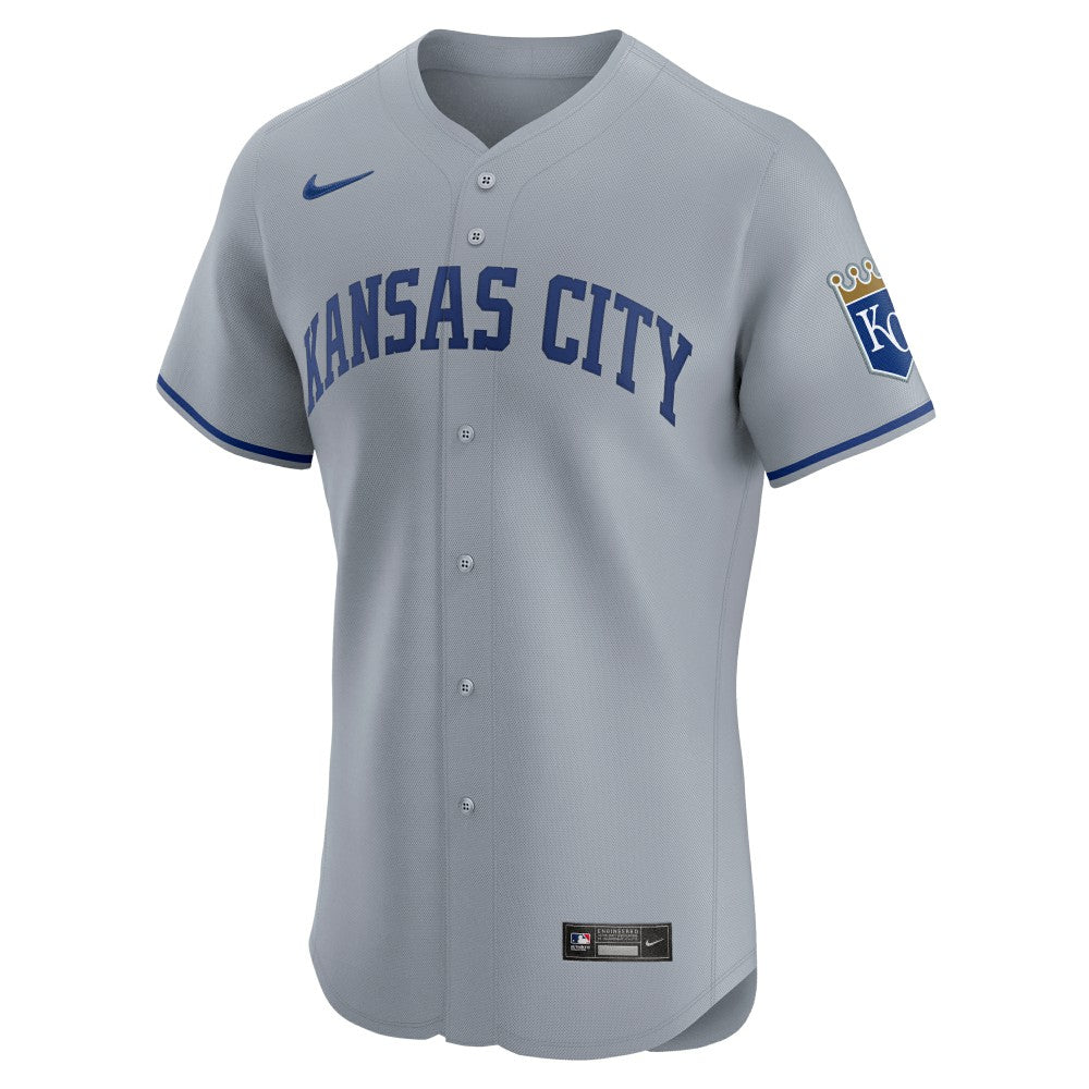 Kansas City Royals Road Vapor Premier Elite Patch Jersey Gray