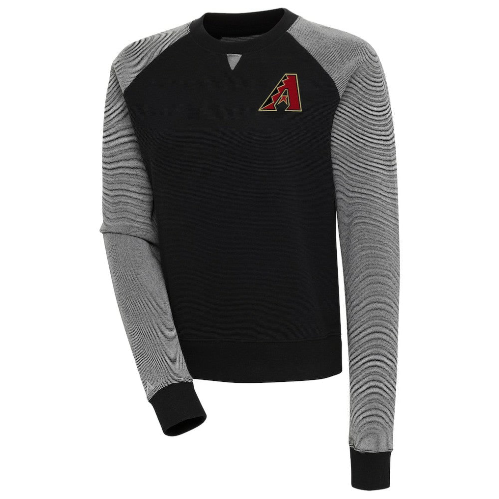 Arizona Diamondbacks Antigua Women's Flier Bunker Tri-Blend Pullover Sweatshirt Black/White