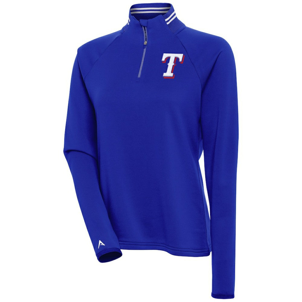 Texas Rangers Antigua Women's Milo Raglan Quarter-Zip Pullover Top Royal