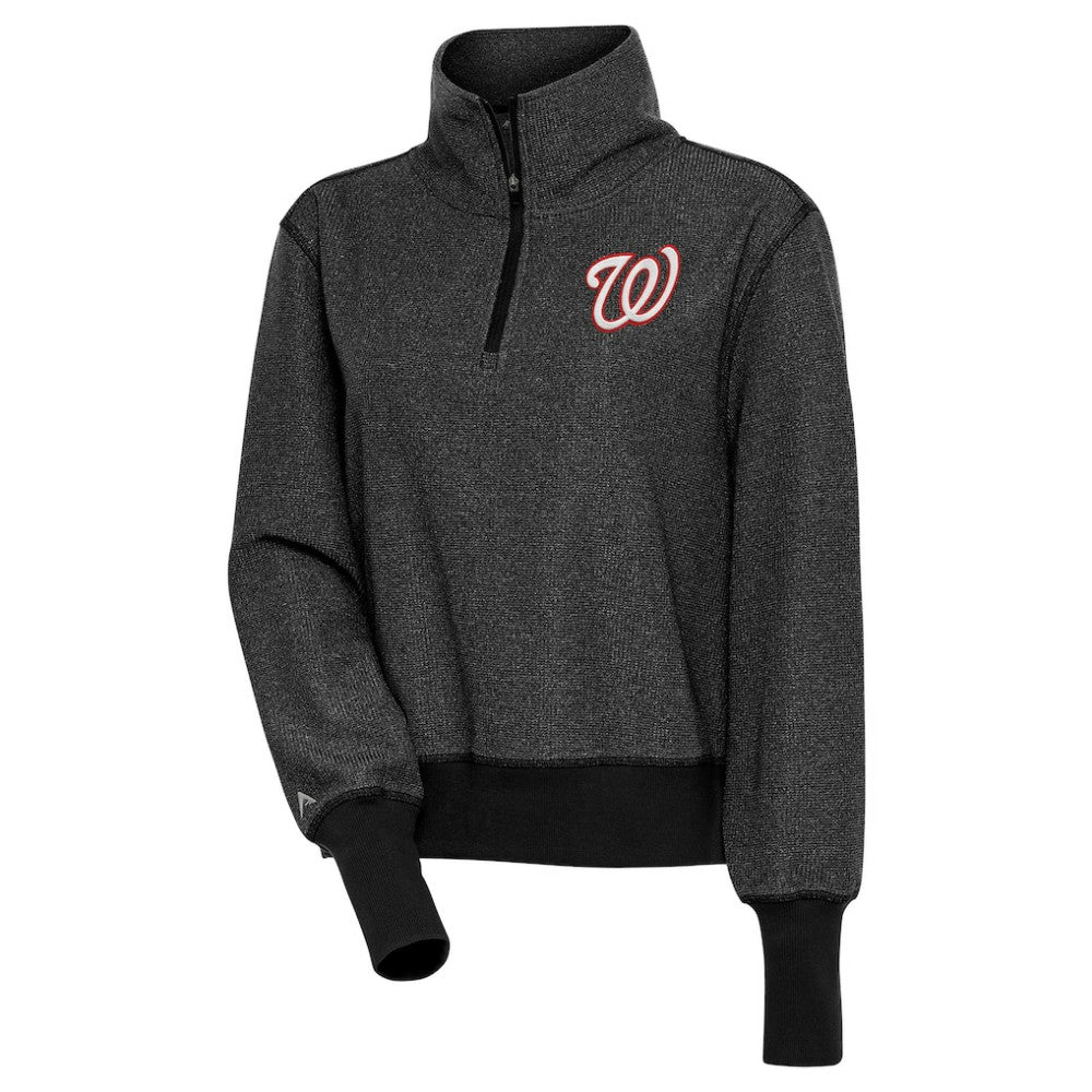Washington Nationals Antigua Women's Upgrade Half-Zip Pullover Top Heather Black