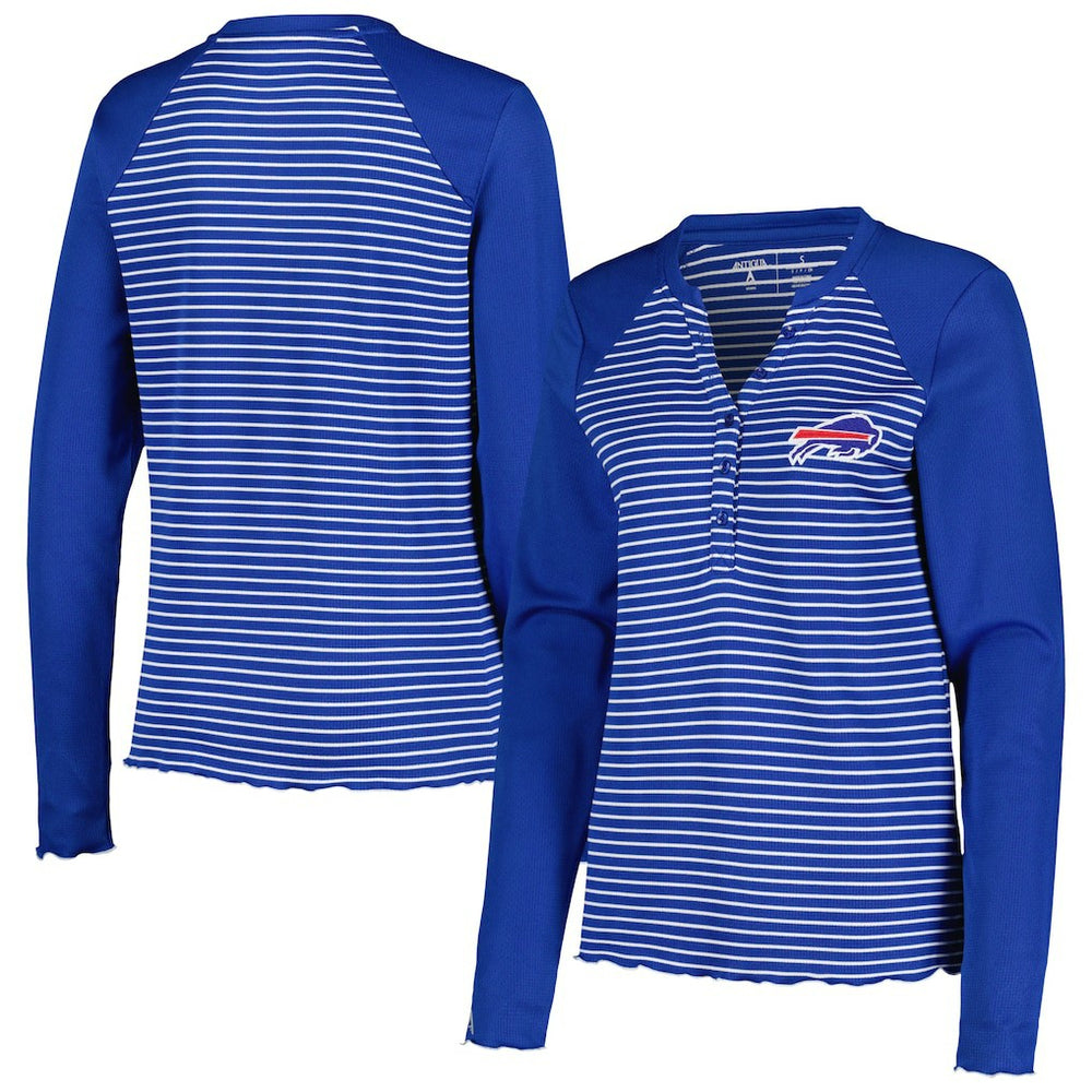 Buffalo Bills Antigua Women's Maverick Waffle Henley Long Sleeve T-Shirt - Royal discount