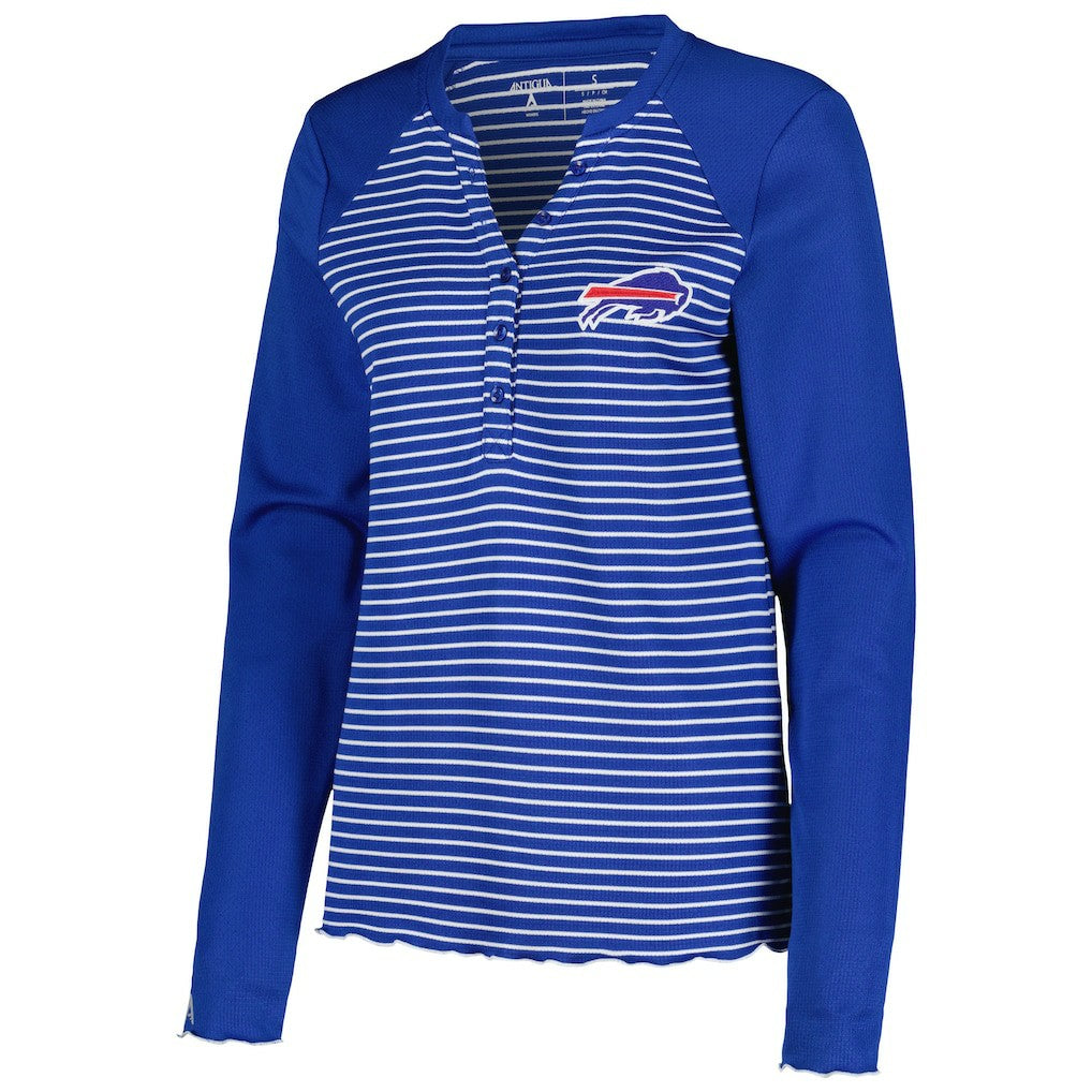 Buffalo Bills Antigua Women's Maverick Waffle Henley Long Sleeve T-Shirt - Royal discount