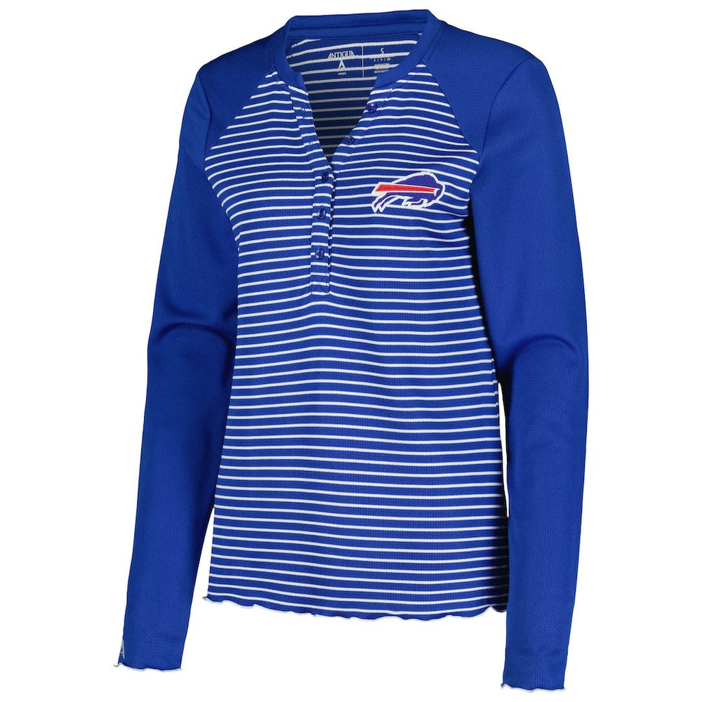 Buffalo Bills Antigua Women's Maverick Waffle Henley Long Sleeve T-Shirt - Royal discount